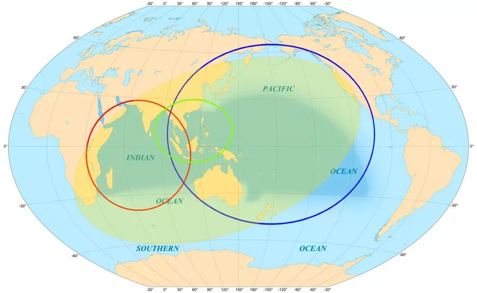 Indo-Pacific. The green circle covers ASEAN.
